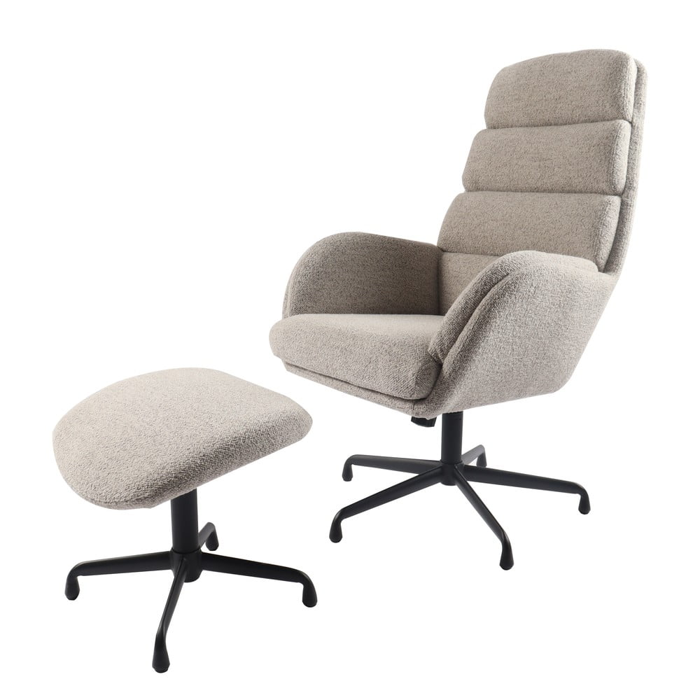 Világosszürke buklé relaxációs fotel lábtartóval Sifton – Unique Furniture