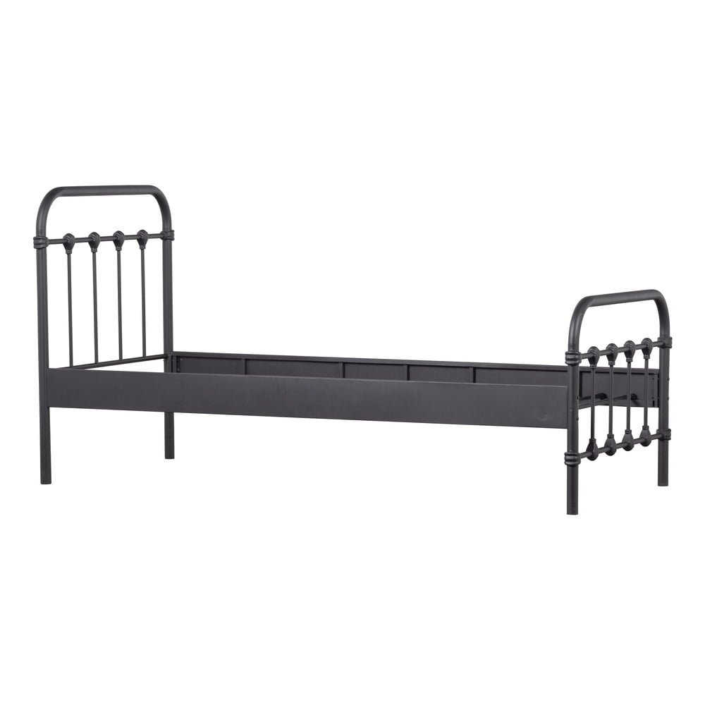 Fekete egyszemélyes ágy ágyráccsal 90x200 cm moos – woood