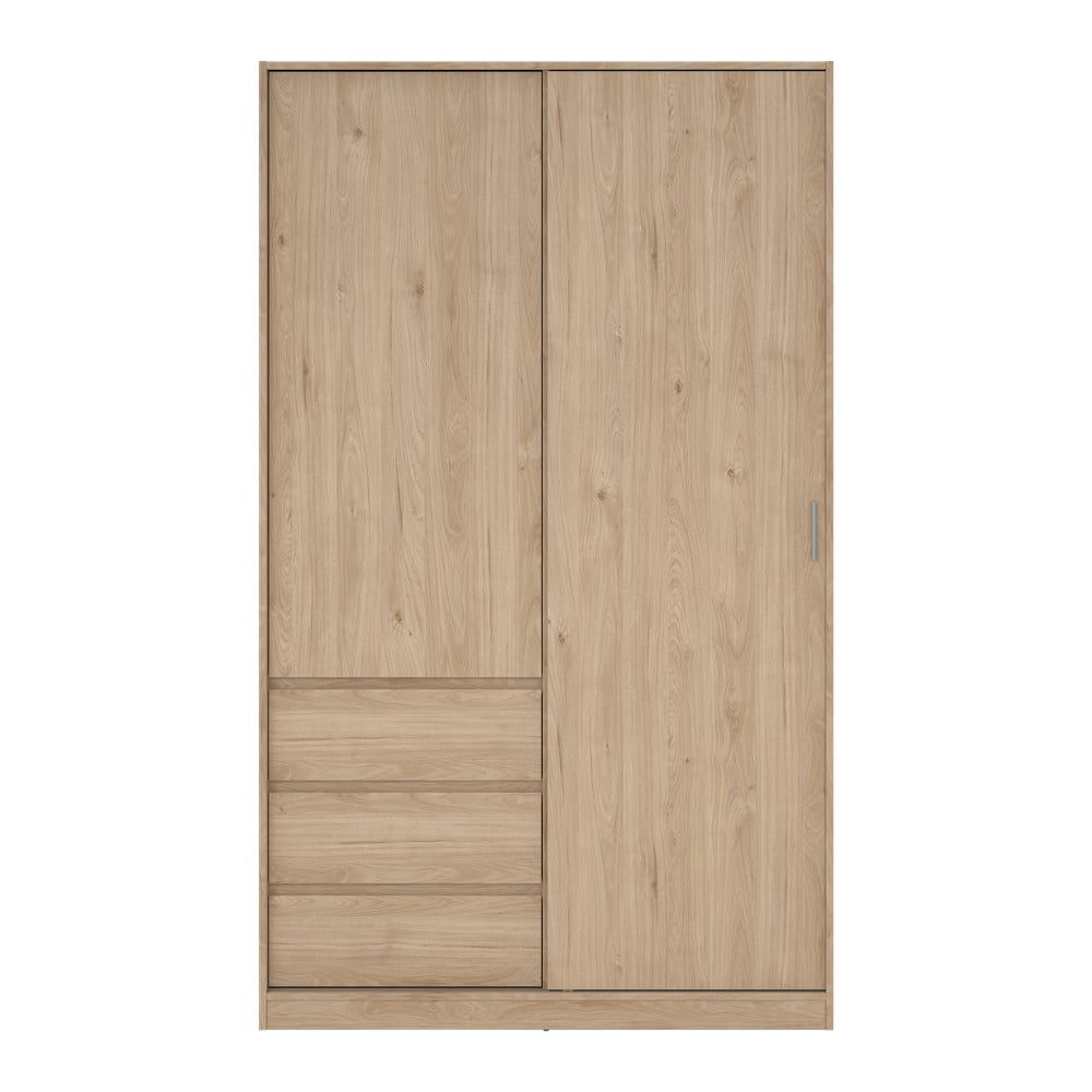 Natúr színű ruhásszekrény tolóajtóval tölgyfa dekorral 119x200x60 cm Naia – Tvilum