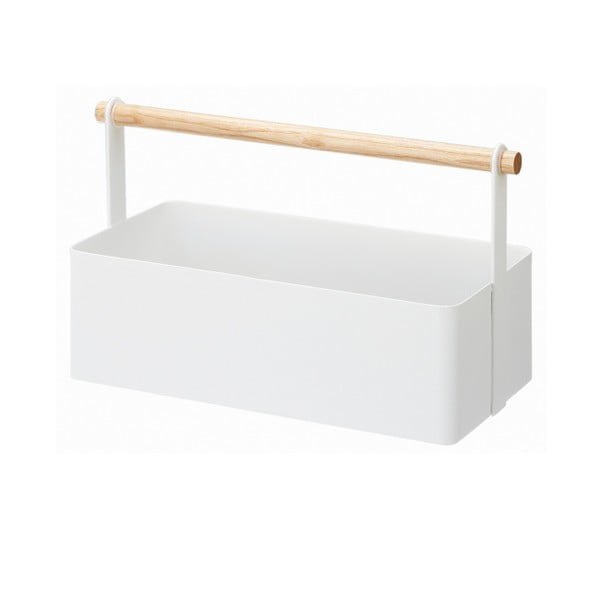 Tosca Tool Box fehér multifunkciós tárolódoboz bükkfa részletekkel, hossz 29 cm - YAMAZAKI