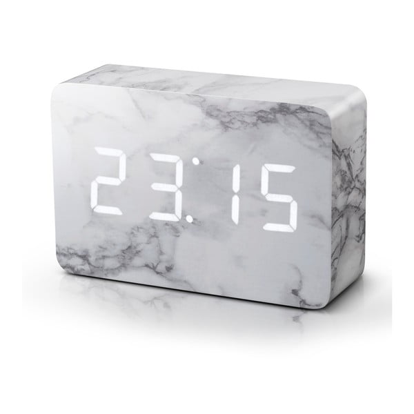 Brick Marble Click Clock szürke márványszínű ébresztőóra fehér LED kijelzővel - Gingko