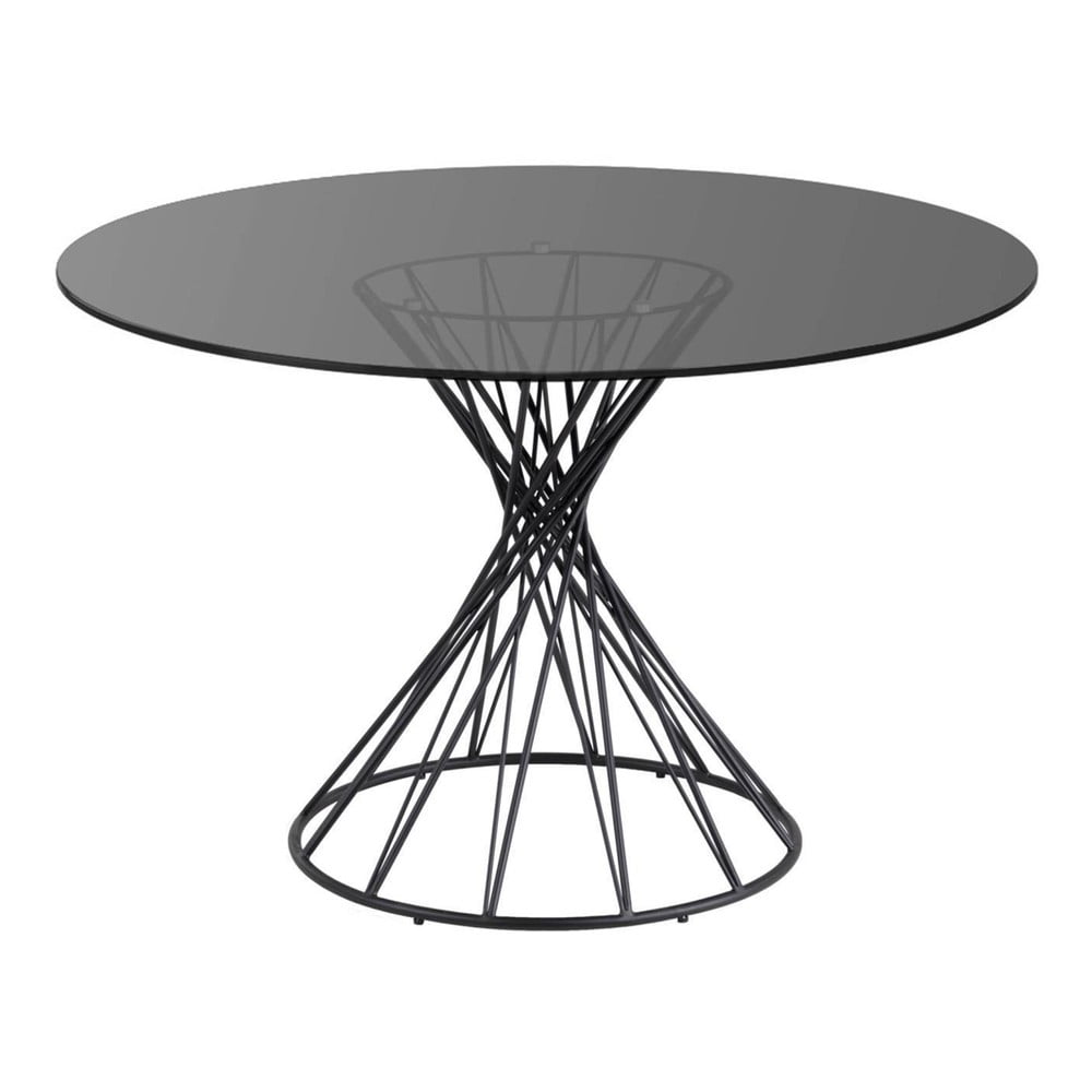 Fekete kerek étkezőasztal üveg asztallappal ø 120 cm niut – kave home