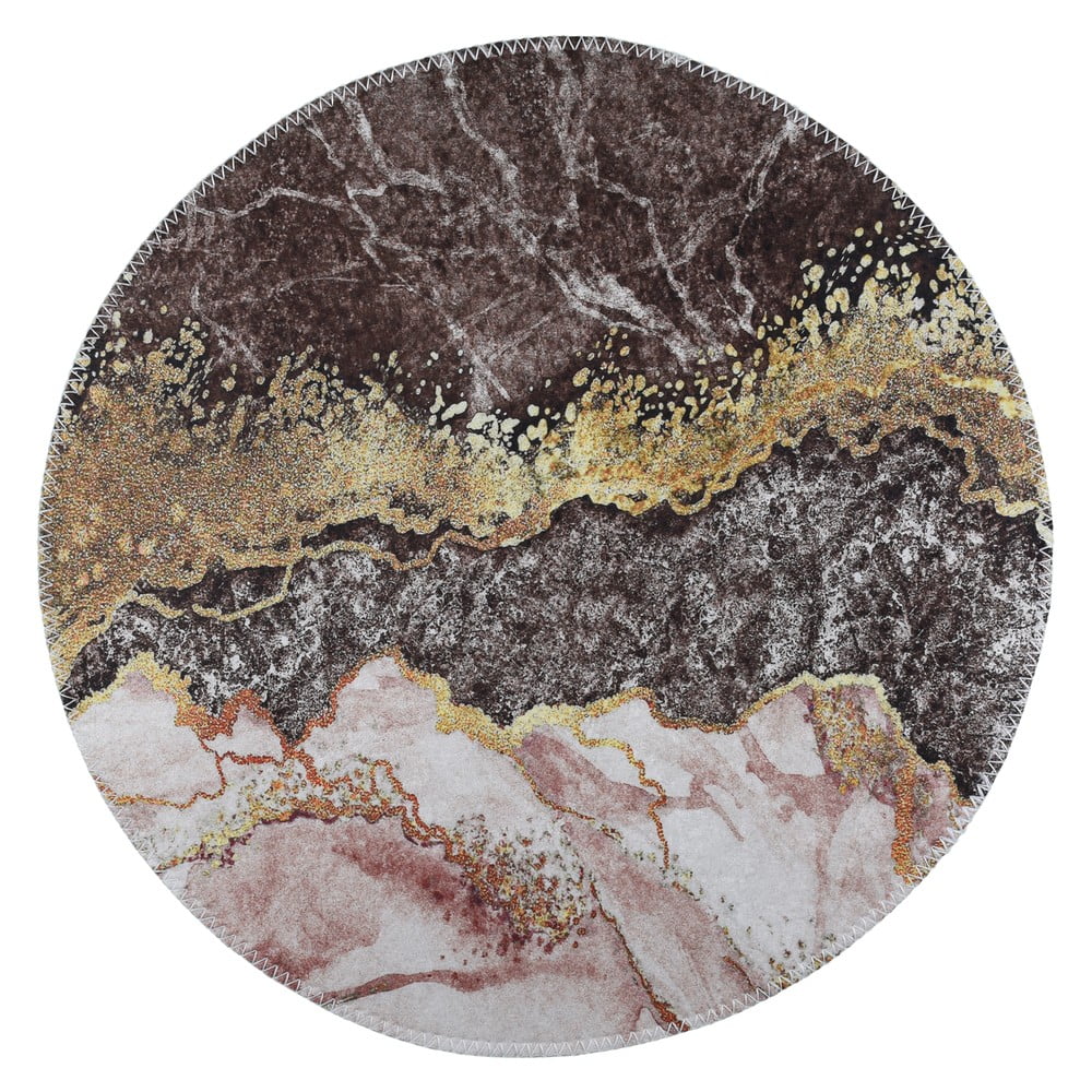 Barna-aranyszínű mosható kerek szőnyeg ø 120 cm – Vitaus