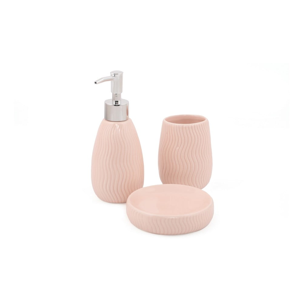 Rózsaszín kerámia fürdőszobai kiegészítő szett Merlin – Mioli Decor