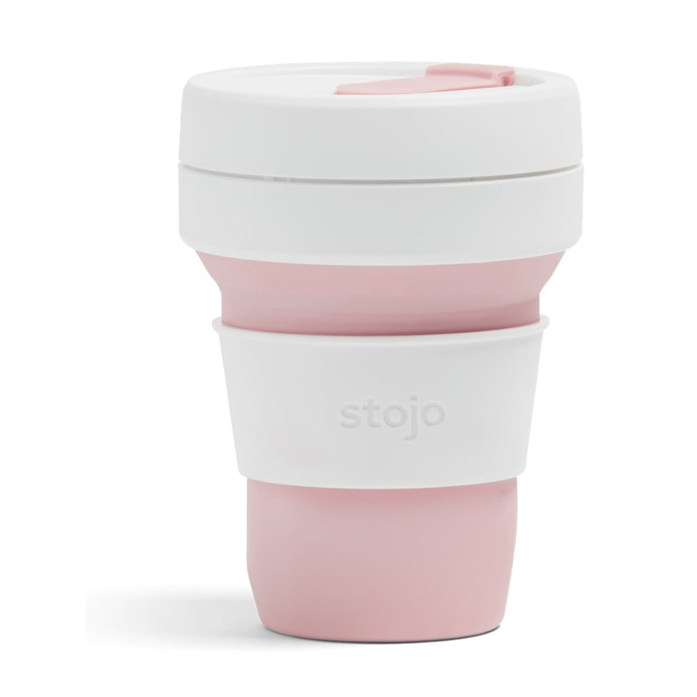 Pocket Cup Rose fehér-rózsaszín összecsukható utazópohár, 355 ml - Stojo