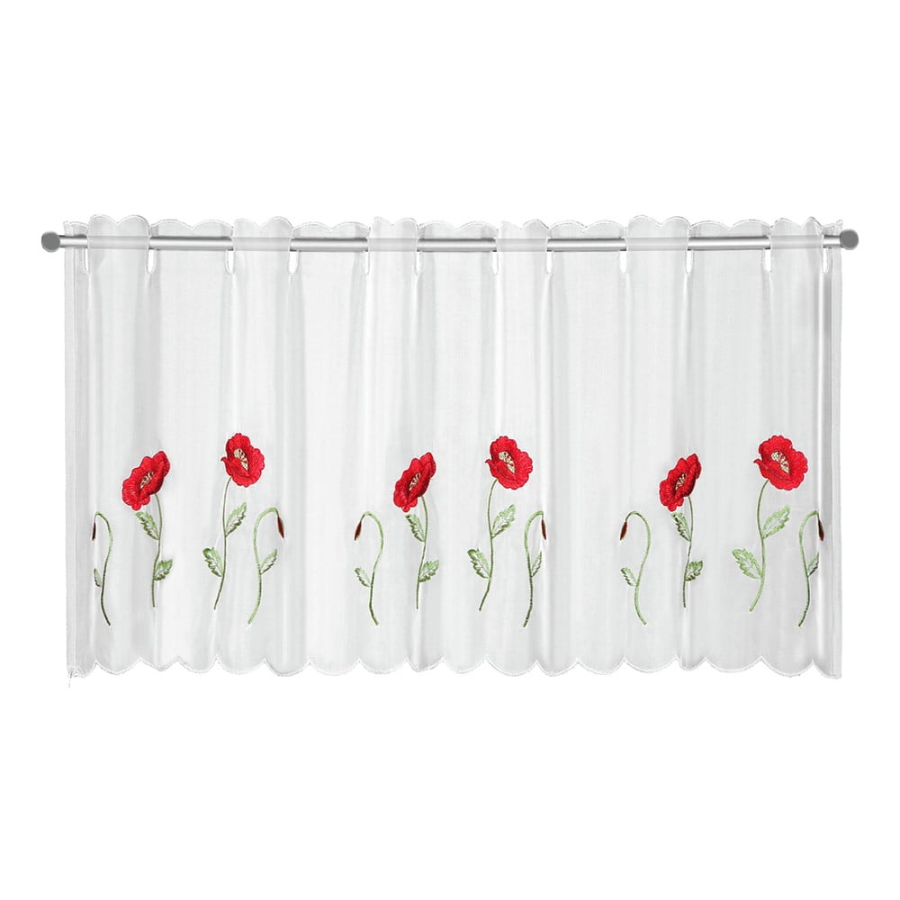 Fehér fényáteresztő függöny 155x45 cm Poppies – Sehlbach