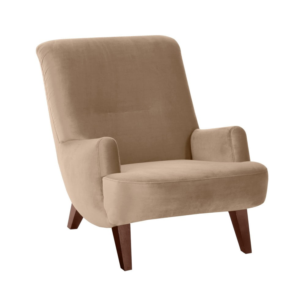 Brandford suede bézs színű fotel barna lábakkal - max winzer