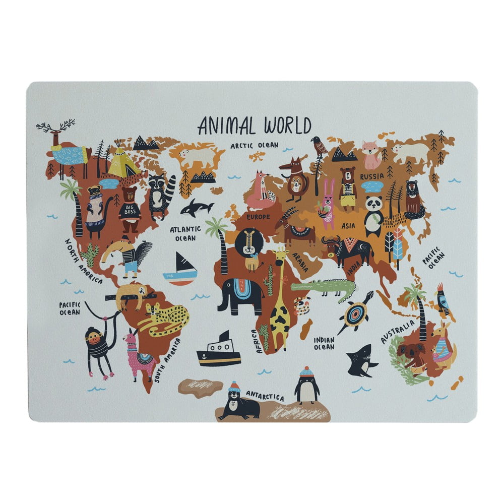Animals Worldmap íróasztal alátét, 55 x 35 cm - Really Nice Things