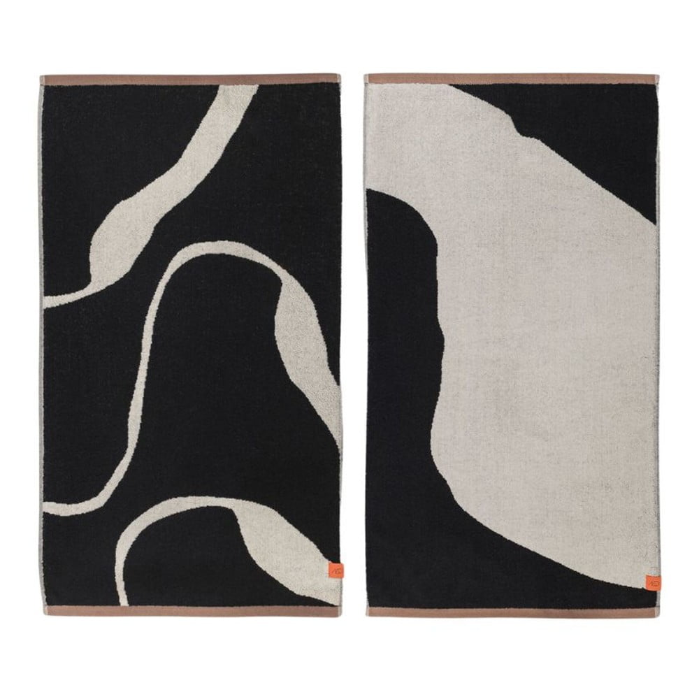 Fekete-fehér bio pamut törölköző szett 2 db-os 50x90 cm Nova Arte – Mette Ditmer Denmark