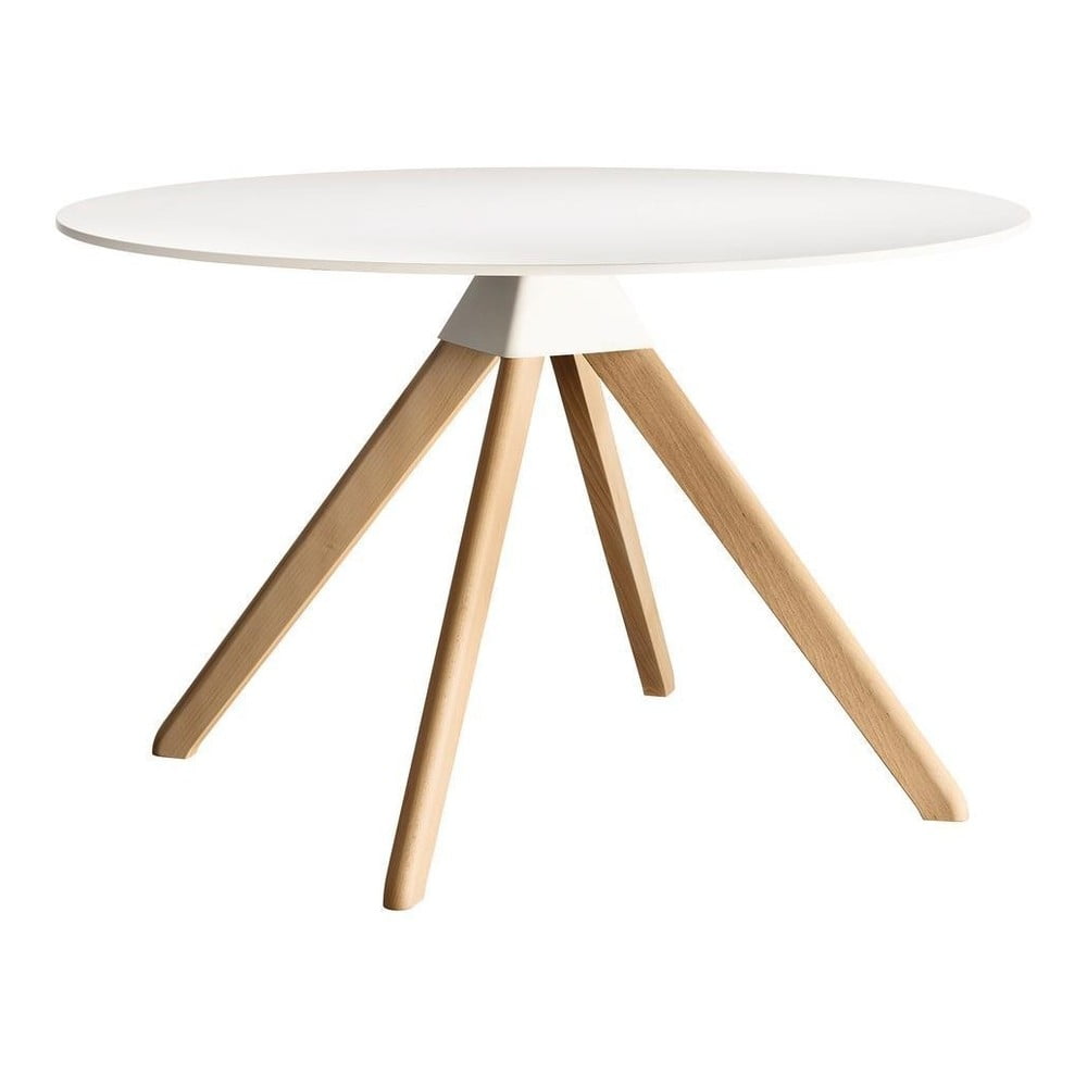 Cuckoo fehér étkezőasztal bükkfa lábakkal, ø 120 cm - Magis