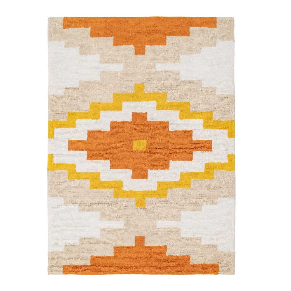 Narancssárga mosható pamut szőnyeg 100x135 cm Azteca – Ixia