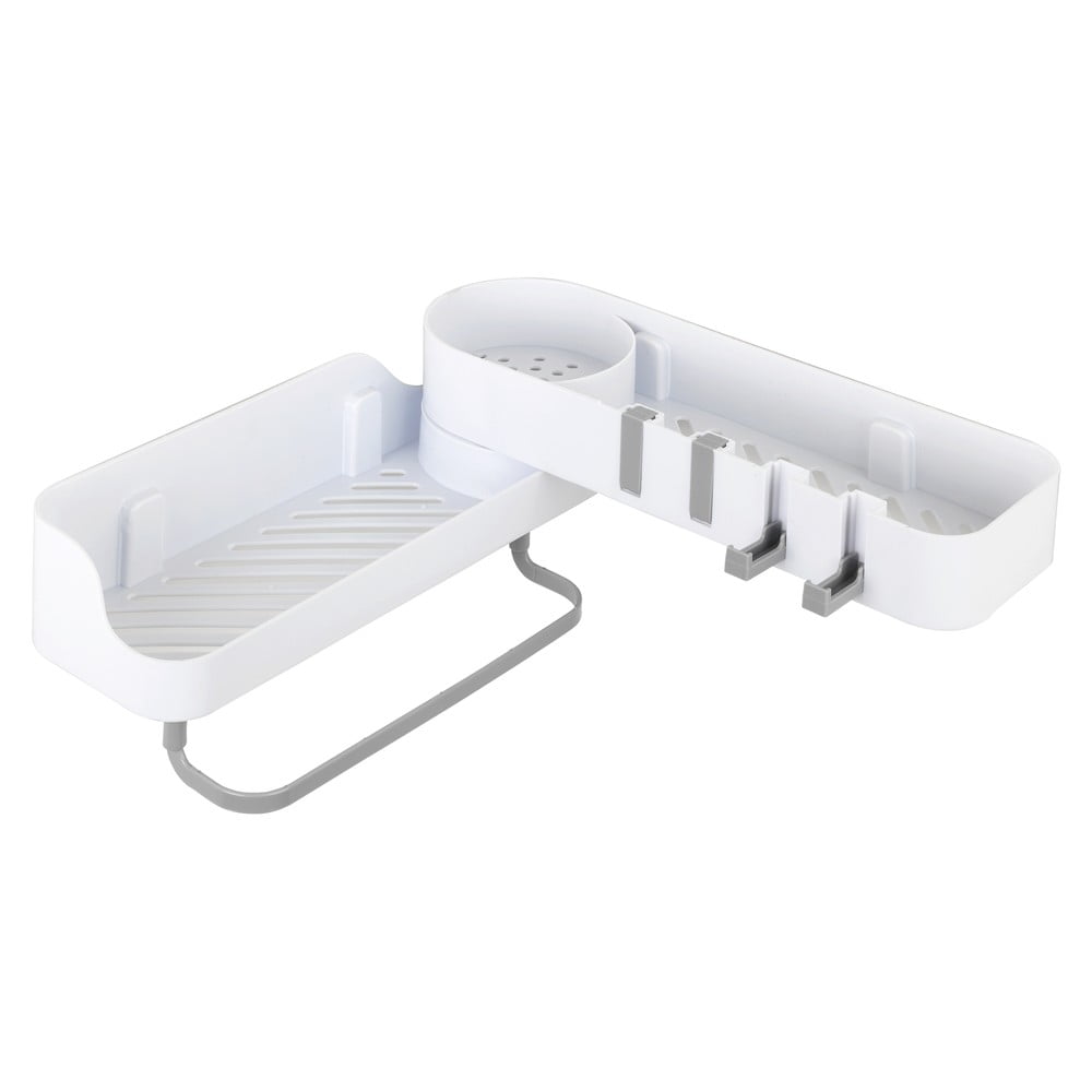 Fehér öntapadós műanyag fürdőszobai sarok polc - Maximex