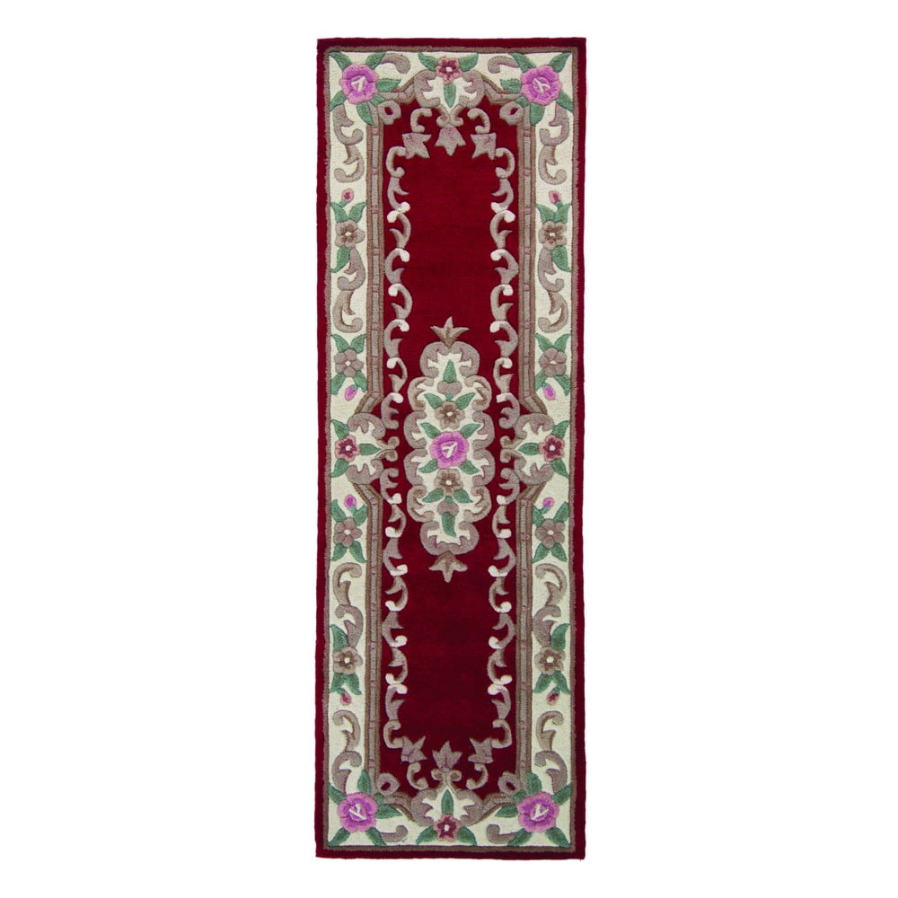Aubusson piros gyapjú szőnyeg, 67 x 210 cm - Flair Rugs