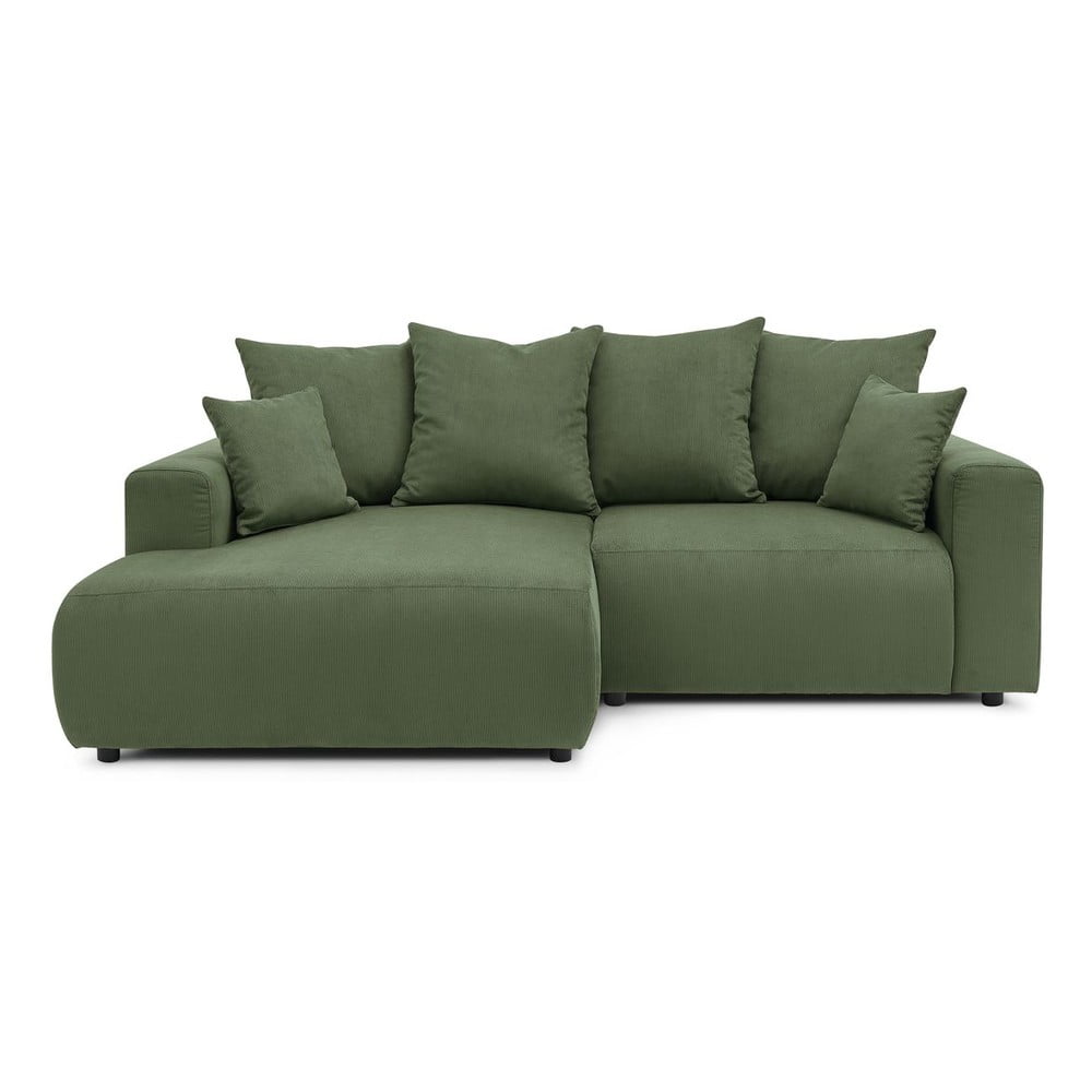 Zöld bársony sarokkanapé Enjoy – Bobochic Paris