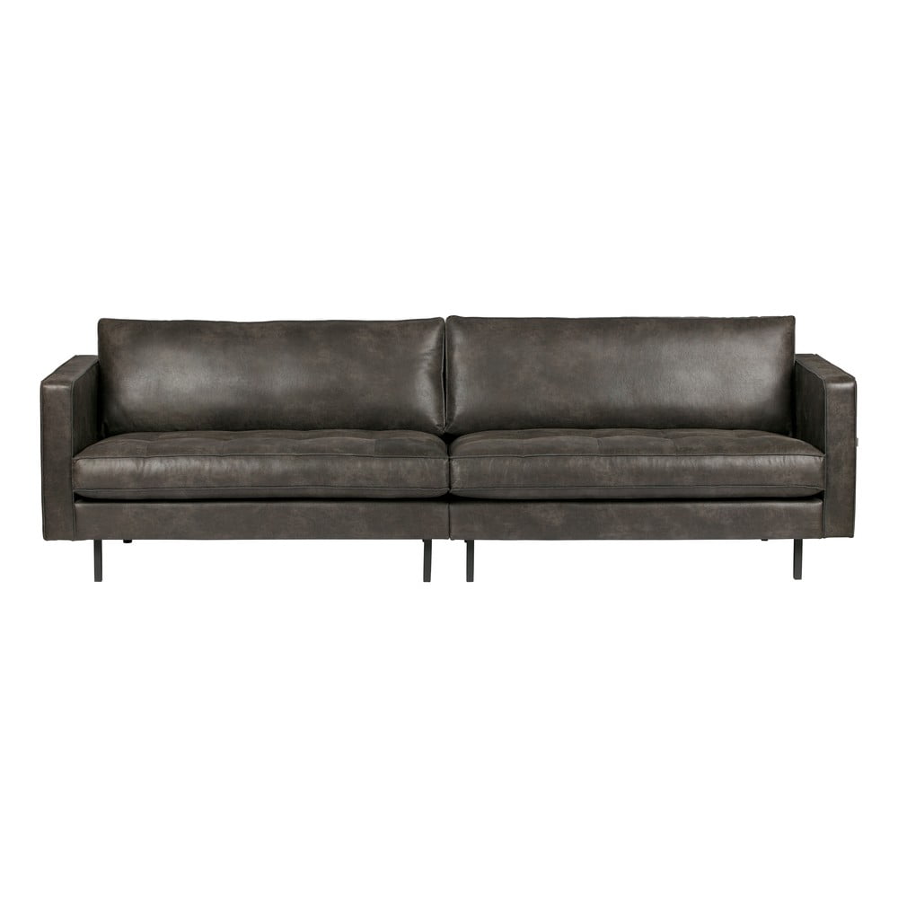Rodeo fekete kanapé, újrahasznosított bőrből, 277 cm - bepurehome
