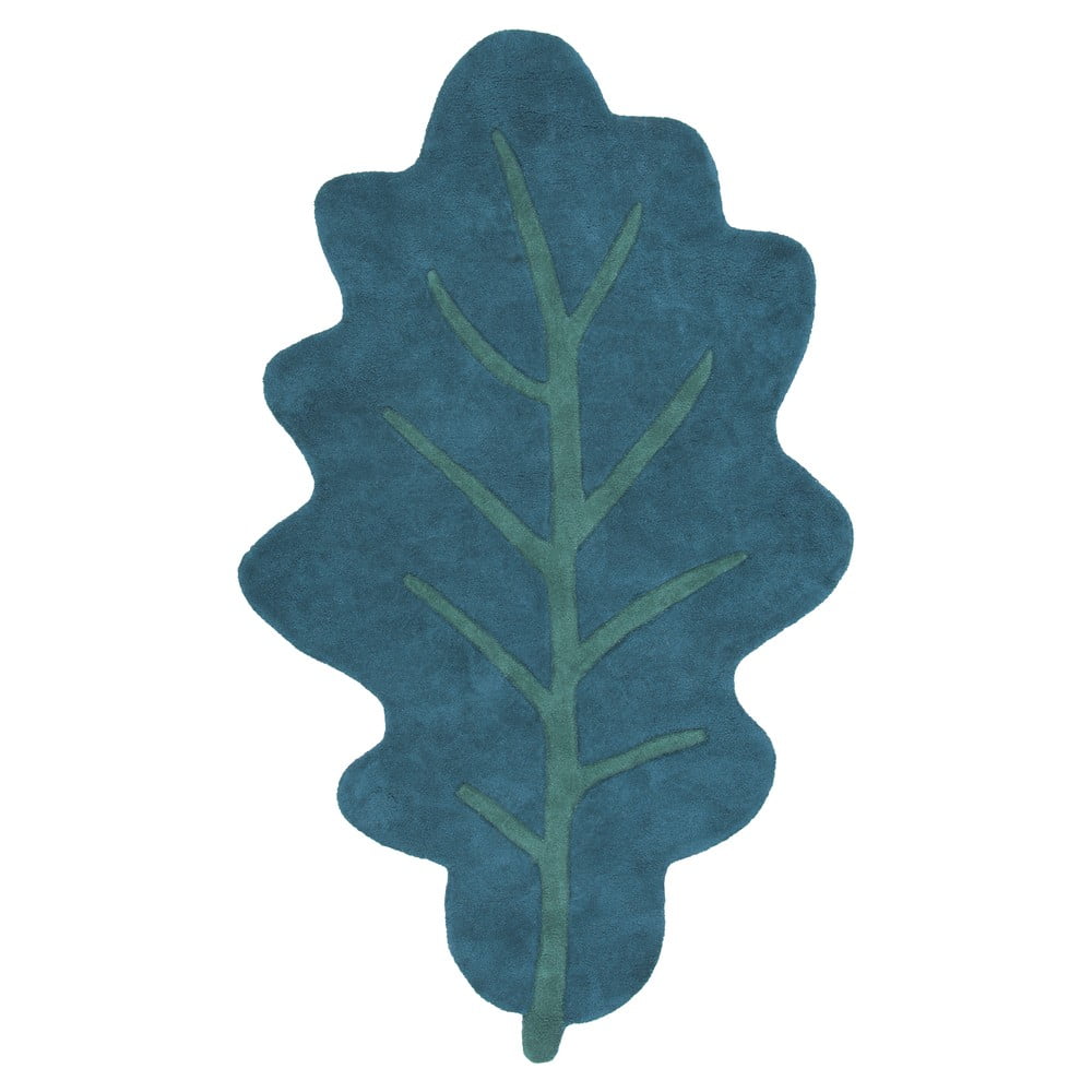 Petróleumkék gyerek szőnyeg 90x150 cm Oak Leaf – Lilipinso