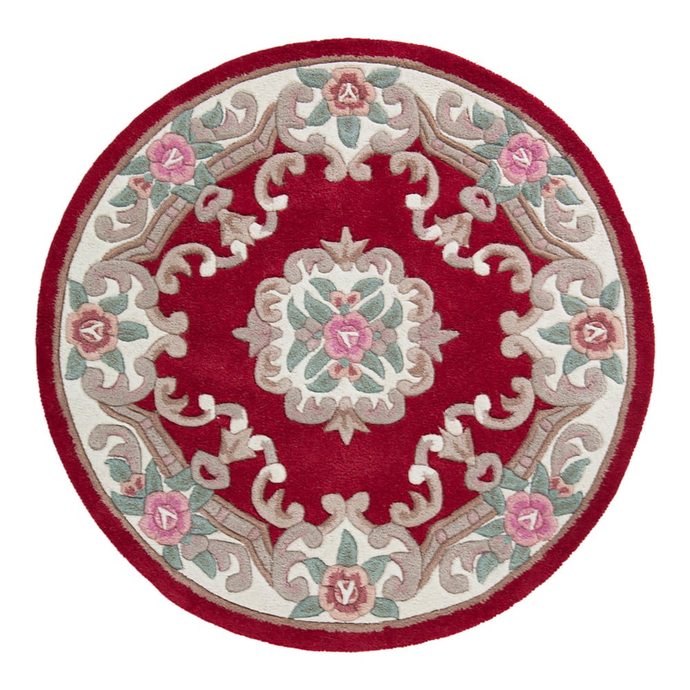 Aubusson piros gyapjú szőnyeg, ⌀ 120 cm - Flair Rugs