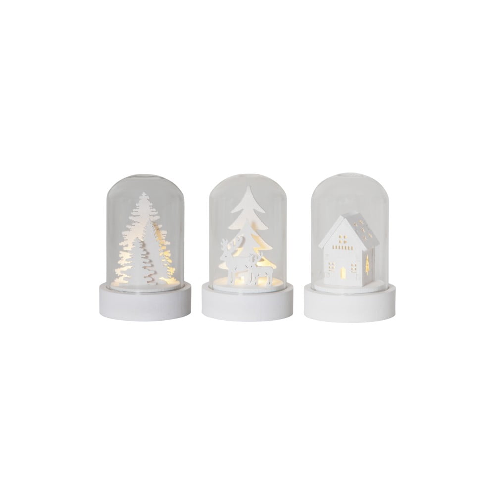 Fehér fénydekoráció készlet karácsonyi mintával 3 db-os ø 5,5 cm Kupol – Star Trading