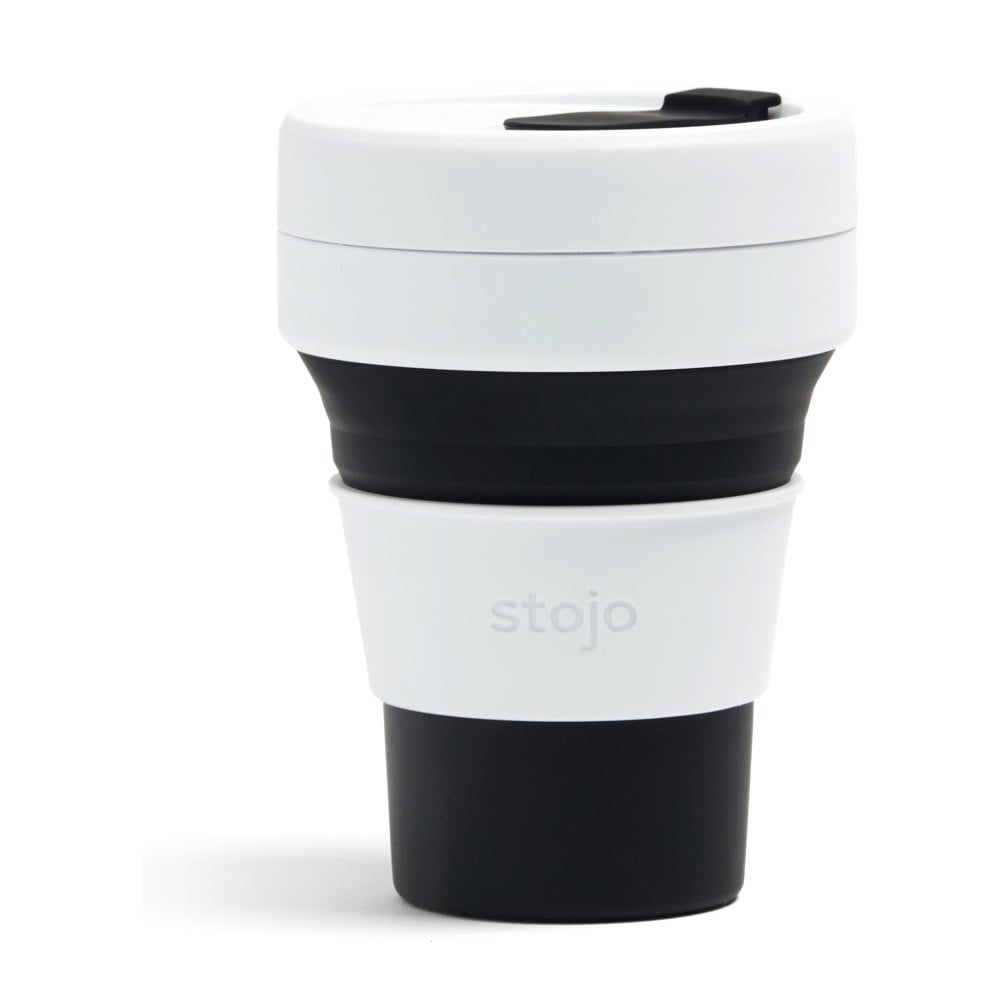 Pocket Cup fehér-fekete összecsukható utazópohár, 355 ml - Stojo