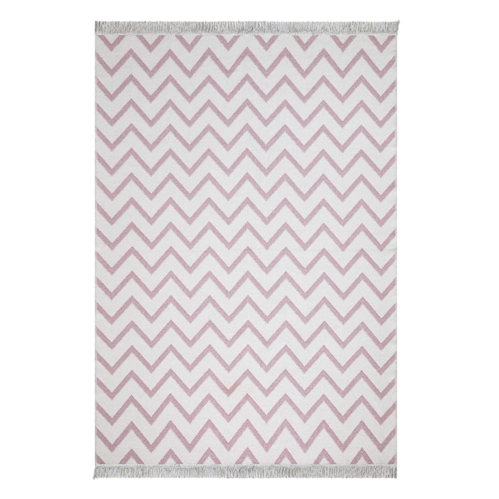 Duo fehér-rózsaszín pamut szőnyeg, 60 x 100 cm - Oyo home