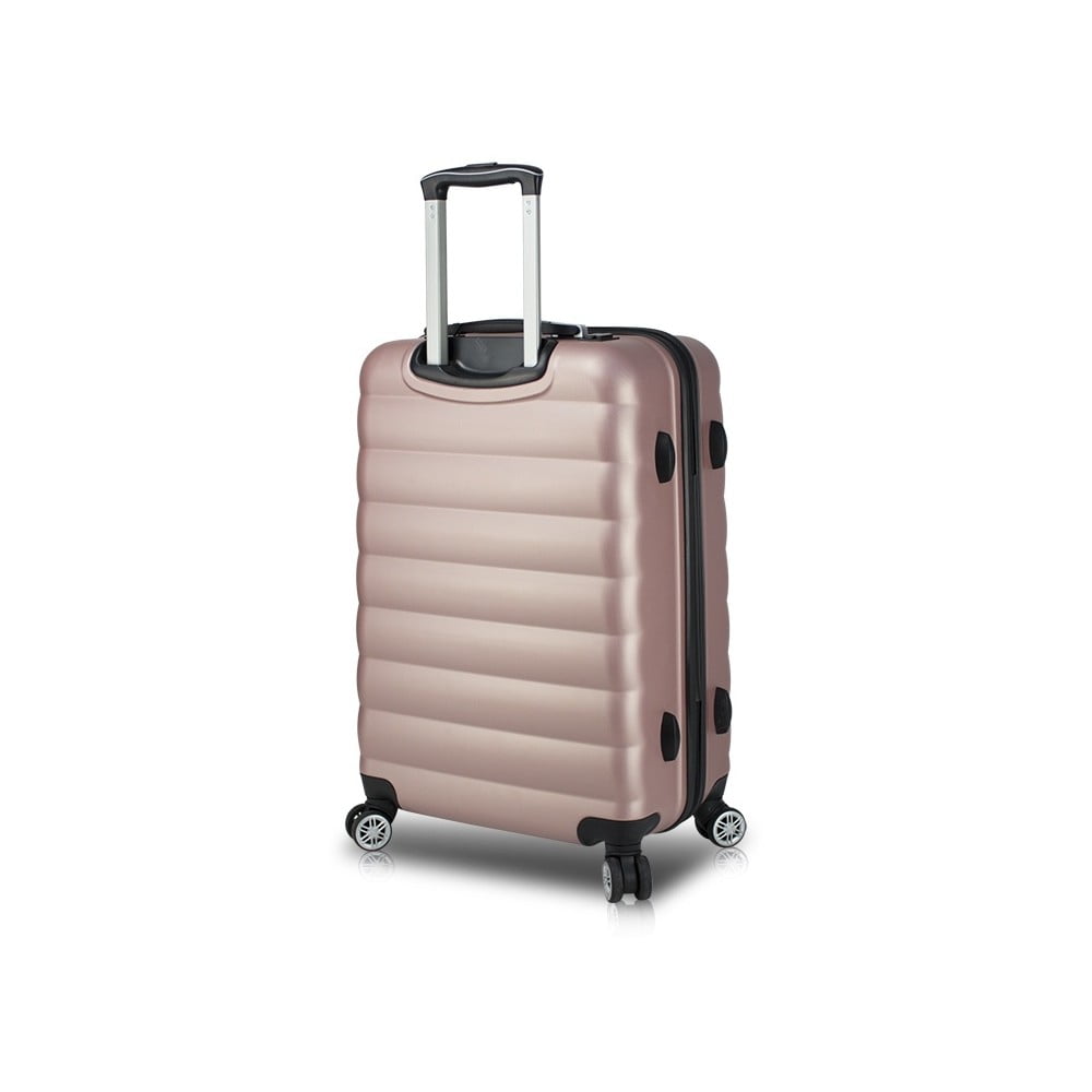 COLORS RESSNO Medium Suitcase rózsaszín görgős bőrönd USB csatlakozóval - My Valice