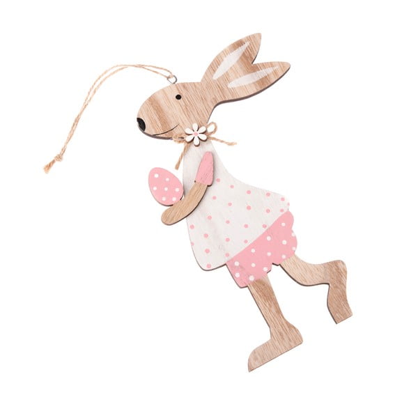 Pink Dress függő dekorációs nyúl fából - Dakls