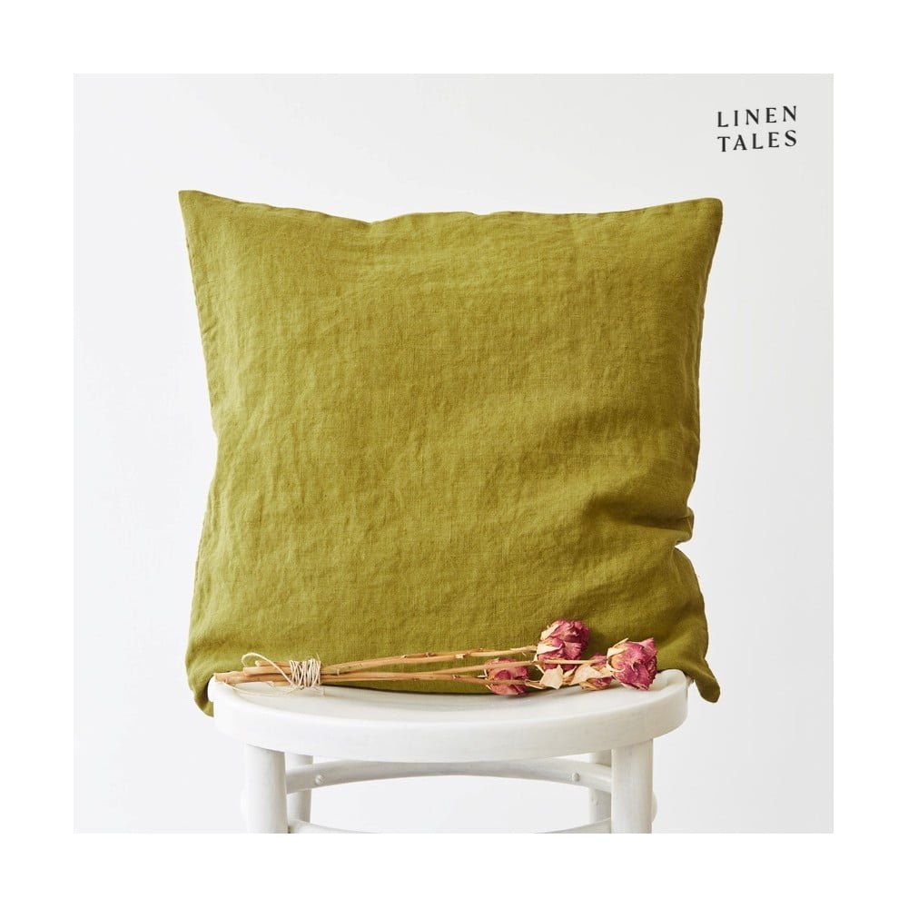 Len párnahuzat 45x45 cm Moss Green – Linen Tales