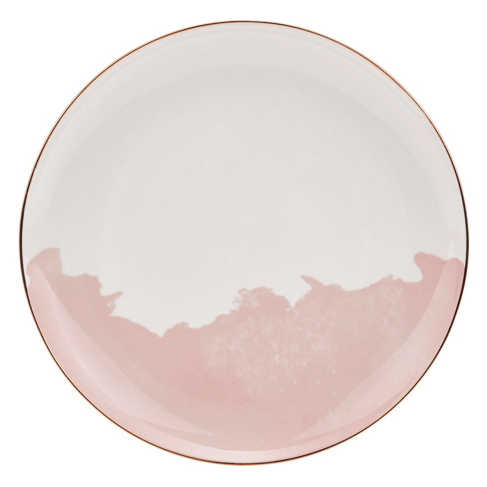 Rosie 2 db-os rózsaszín-fehér porcelán desszertes tányér szett, ø 21 cm - Westwing Collection