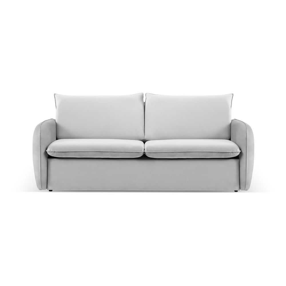 Világosszürke bársony kinyitható kanapé 214 cm vienna – cosmopolitan design