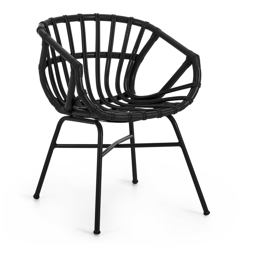 Constant fekete kerti rattan szék acél lábakkal - Kave Home