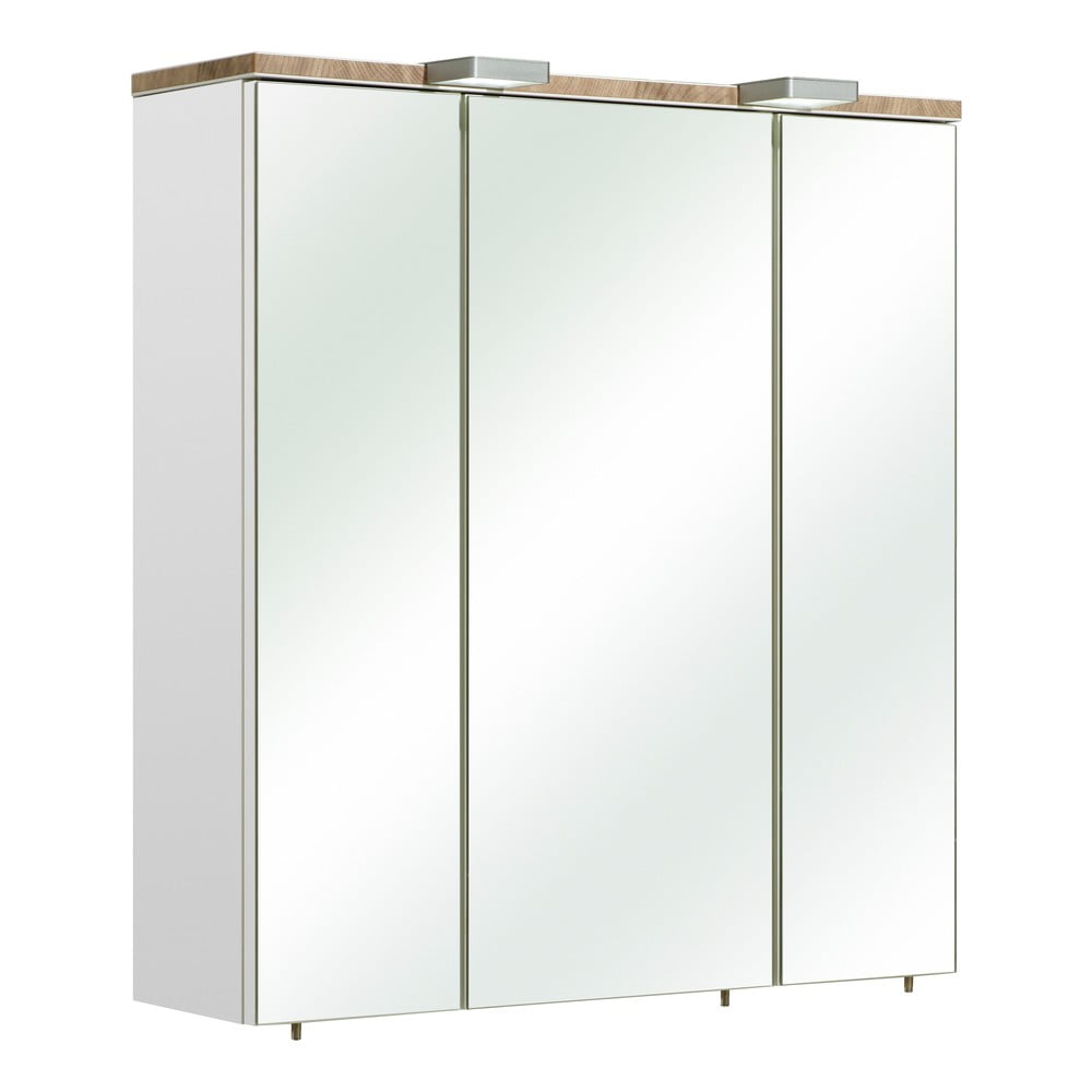 Fehér függő fürdőszoba szekrény tükörrel 65x70 cm set 931 - pelipal