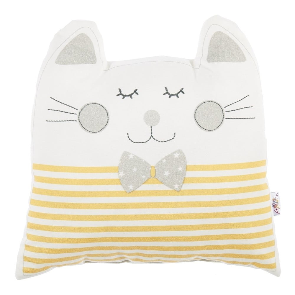 Pillow Toy Big Cat sárga pamut keverék gyerekpárna, 29 x 29 cm - Mike & Co. NEW YORK