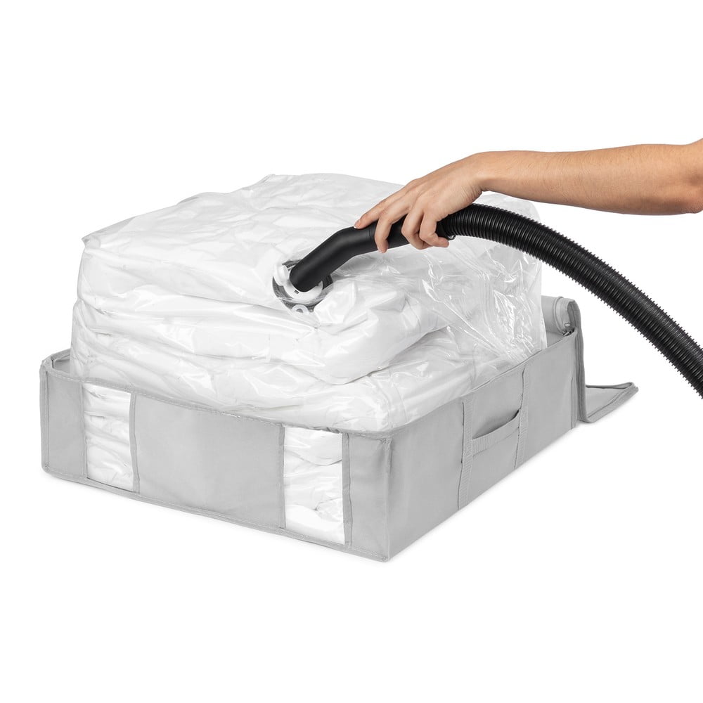 Vákuumos-megerősített textil ruhatároló doboz 56x56x16,5 cm Granit – Compactor