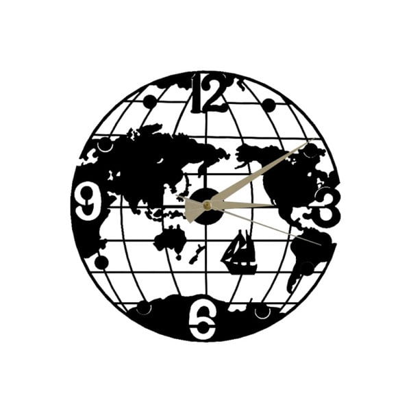 Globe Clock fekete fém falióra, ⌀ 50 cm