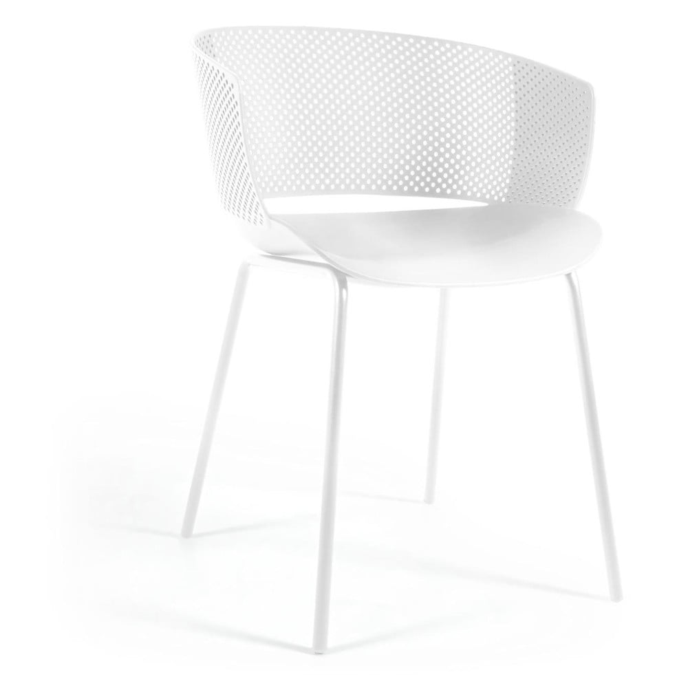 Fehér fém-műanyag kerti szék yeray – kave home