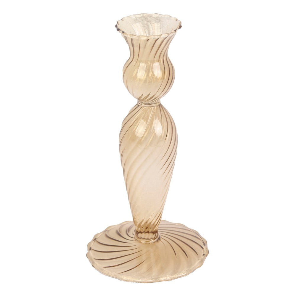Swirl világosbarna üveg gyertyatartó, magasság 17 cm - PT LIVING