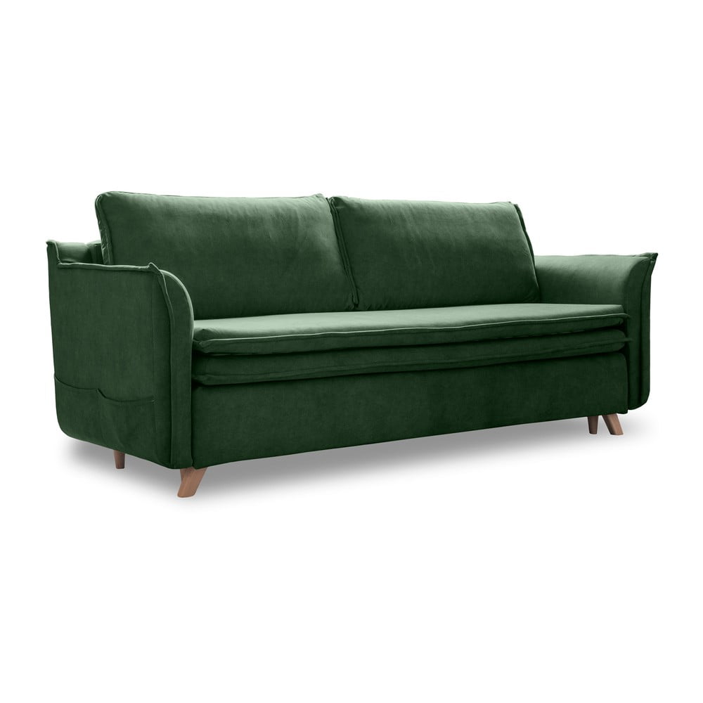 Zöld bársony kinyitható kanapé 225 cm charming charlie – miuform