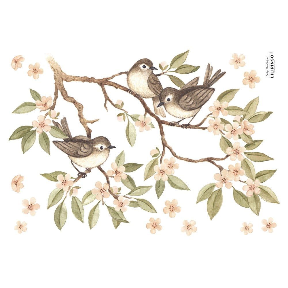 Matrica lap 30x42 cm Branch And Sparrows – Lilipinso