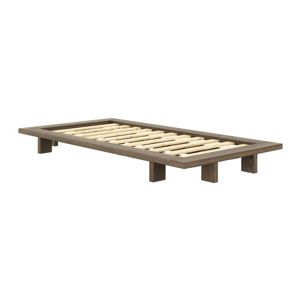 Barna borovi fenyő egyszemélyes ágy ágyráccsal 90x200 cm Japan – Karup Design