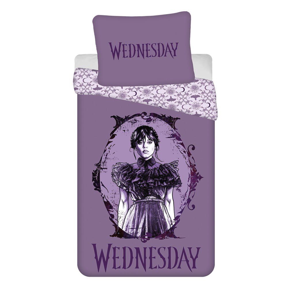 Lila egyszemélyes pamut gyerek ágyneműhuzat 140x200 cm Wednesday 