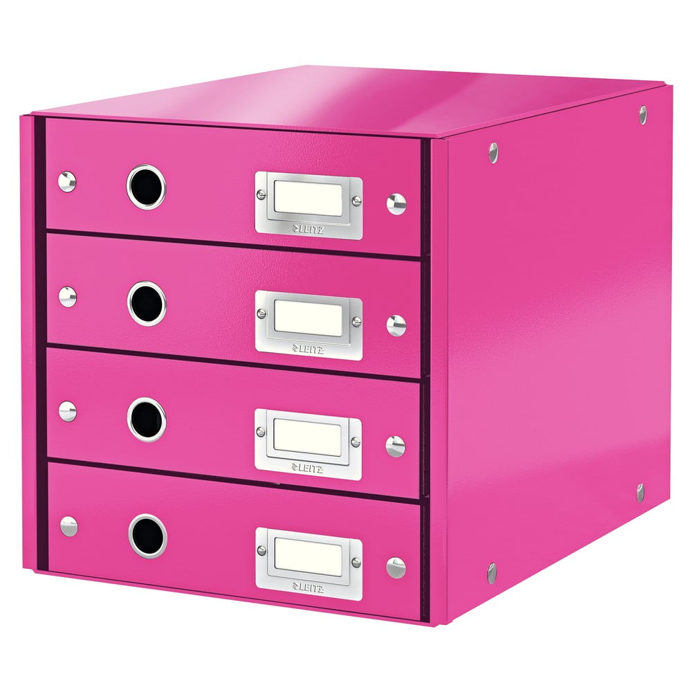 Office rózsaszín 4 fiókos doboz, hossz 36 cm Click&Store - Leitz