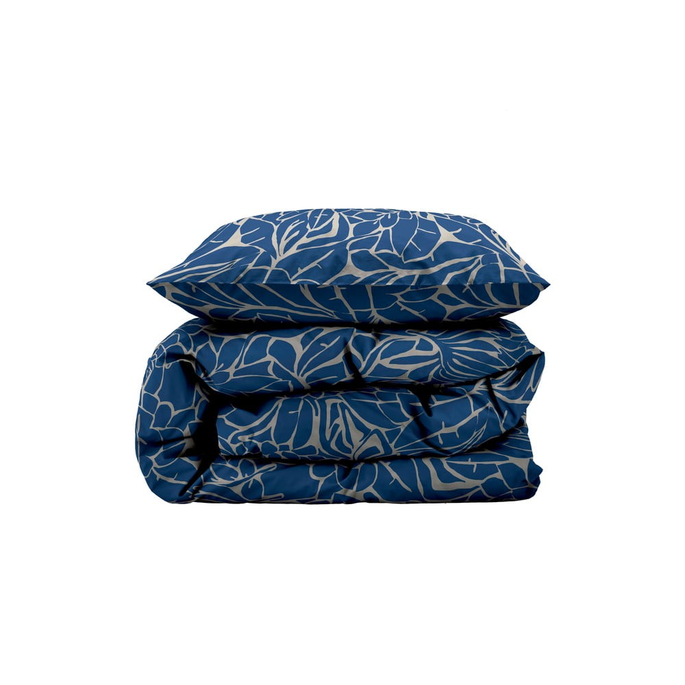 Kék egyszemélyes damaszt ágyneműhuzat 140x200 cm abstract leaves – södahl
