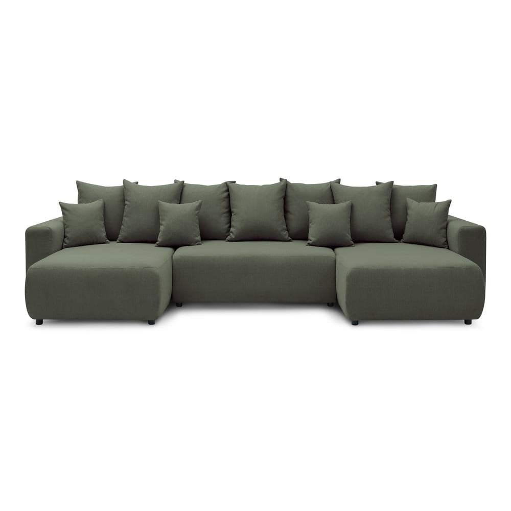 Zöld u alakú kinyitható kanapé envy - bobochic paris