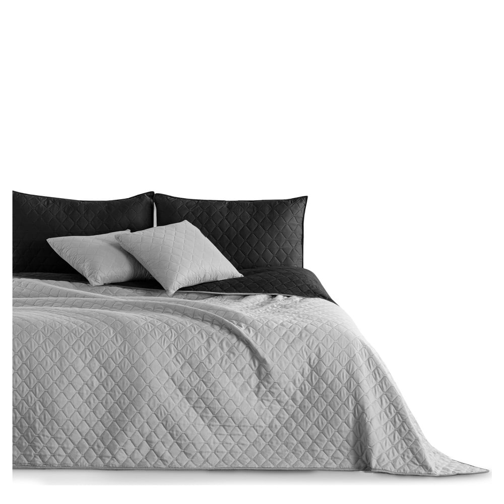 Axel fekete-szürke kétoldalas mikroszálas ágytakaró, 240 x 260 cm - DecoKing