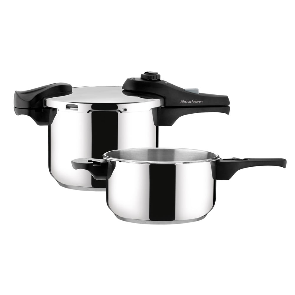 Indukciós tűzhelyhez alkalmas kukta típusú rozsdamentes acél edénykészlet 2 db-os fedővel Bio Exclusive+ – Tescoma