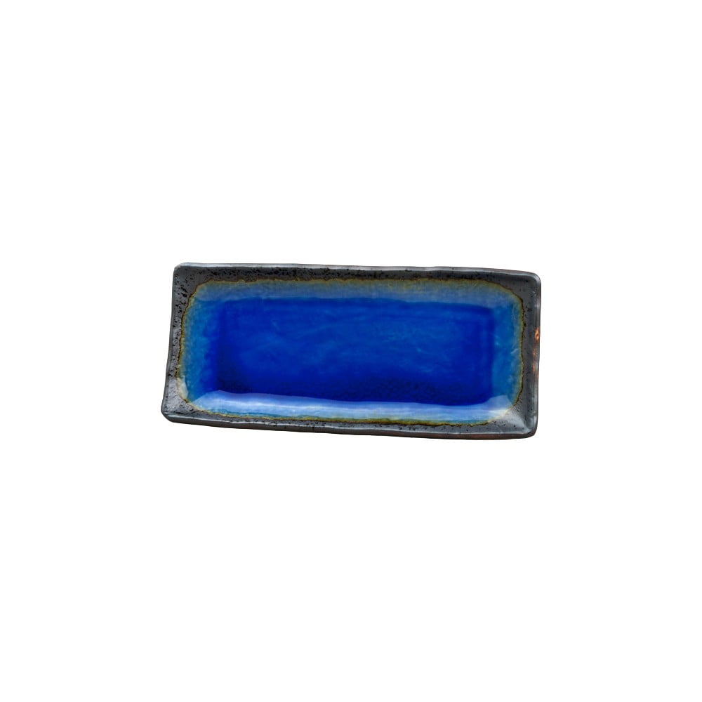 Cobalt kék kerámia szervírozó tányér, 29 x 20 cm - MIJ
