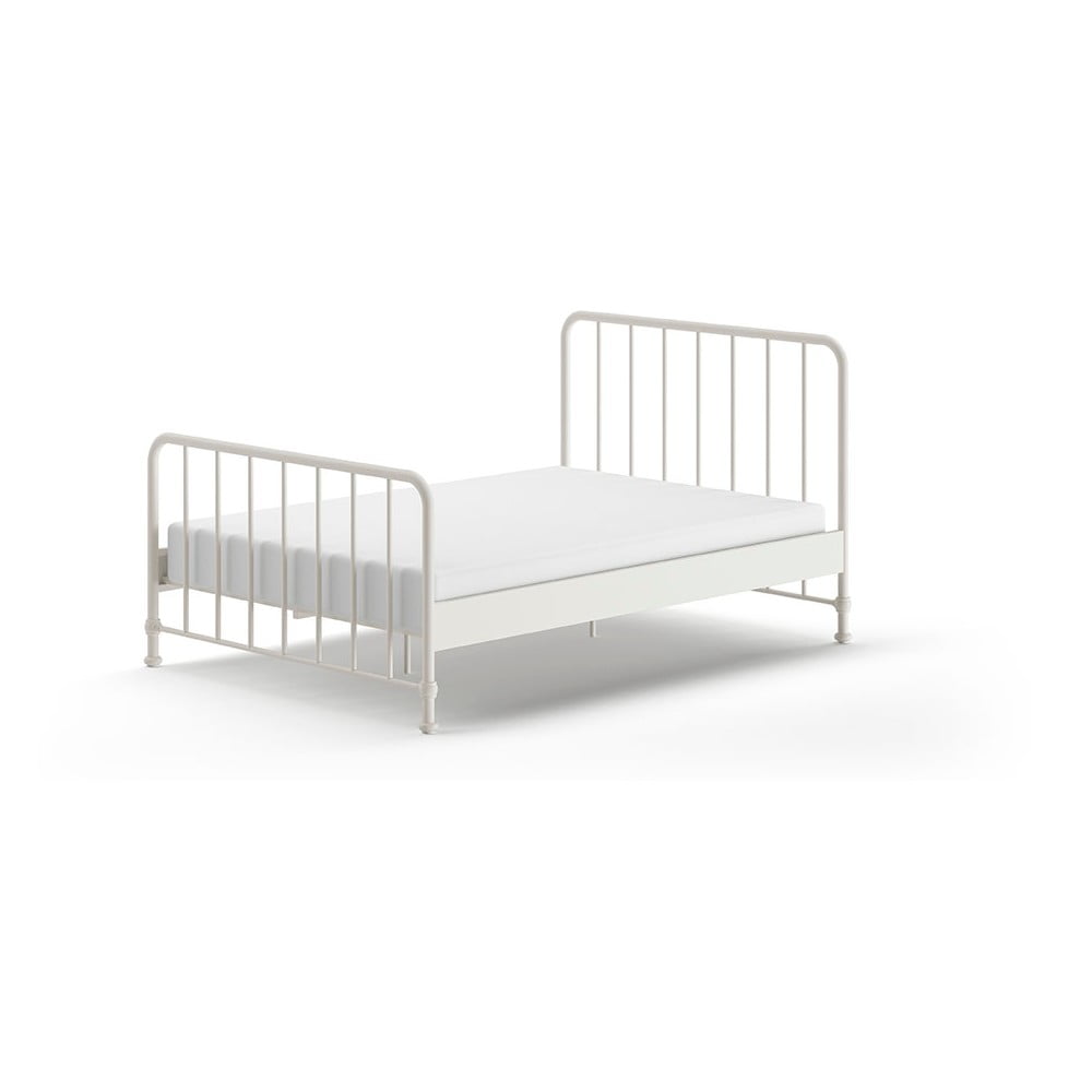 Fehér fém egyszemélyes ágy ágyráccsal 140x200 cm bronxx – vipack