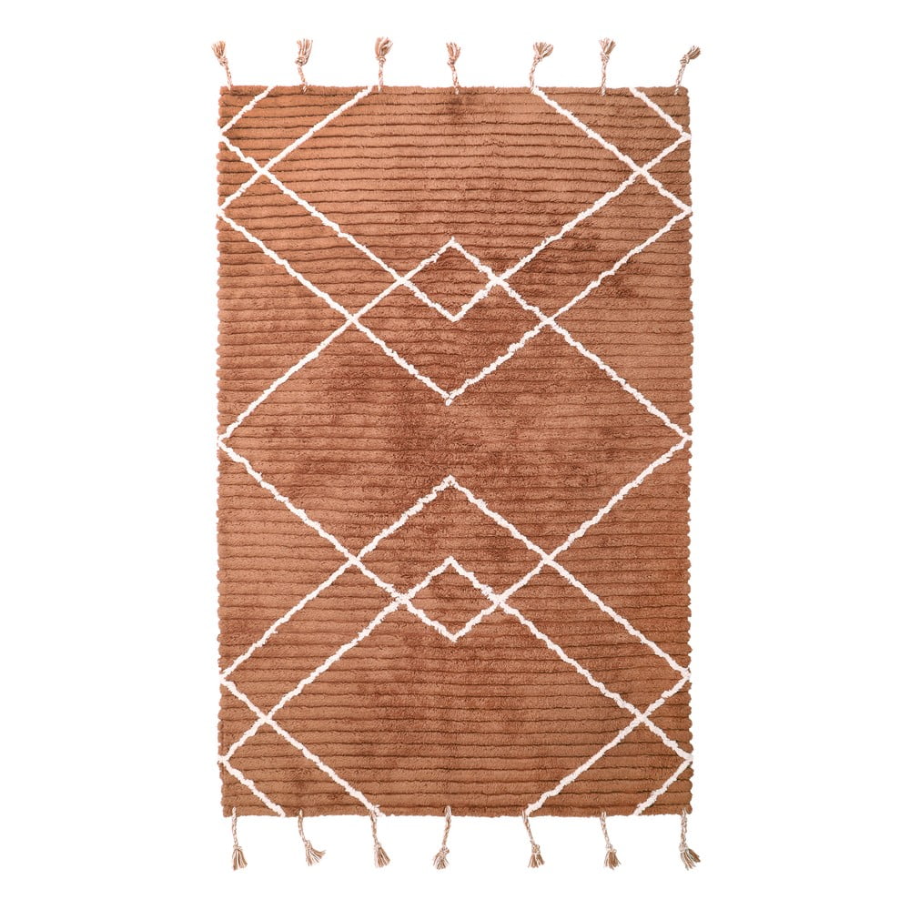 Lassa barna kézzel készített pamut szőnyeg, 100 x 150 cm - nattiot