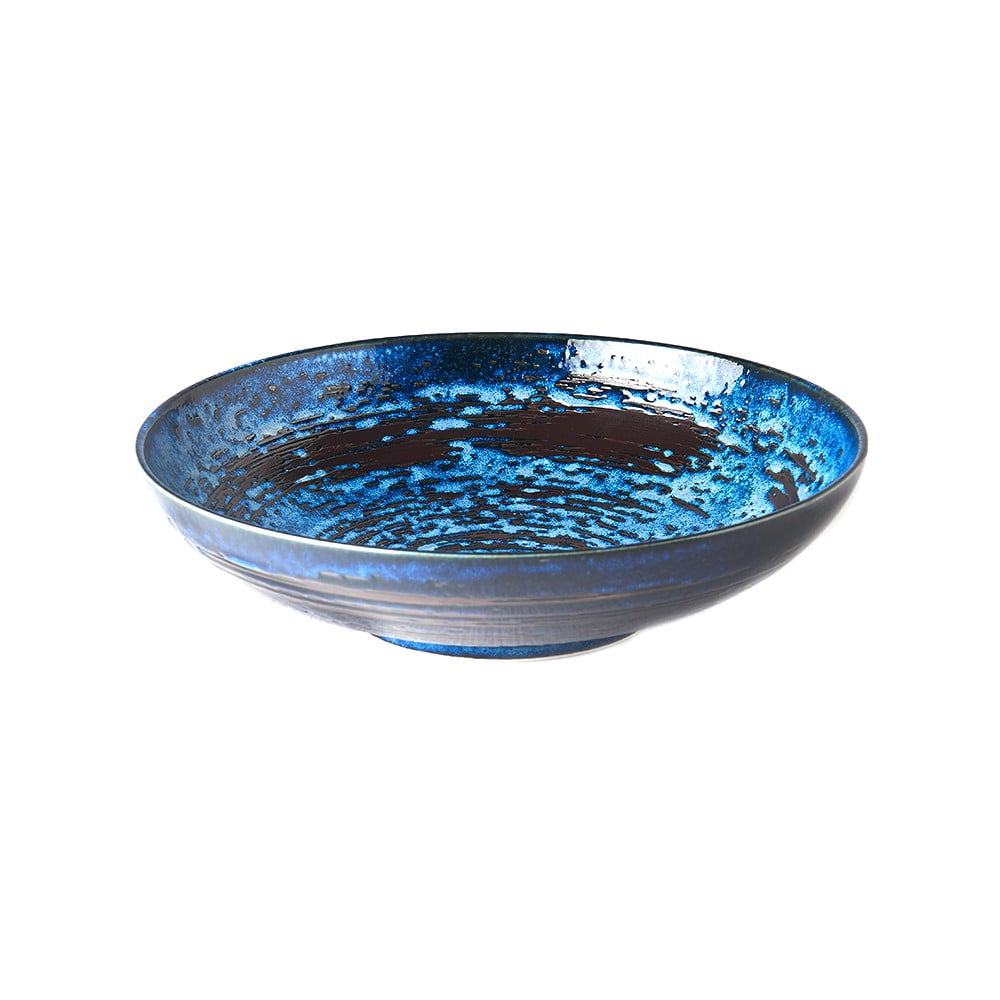 Copper Swirl kék kerámia szervírozó tál, ø 28 cm - MIJ