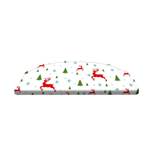 Piros-fehér lépcsőszőnyeg készlet 16 db-os 65 x 20 cm Christmas Deer and Tree - Vitaus